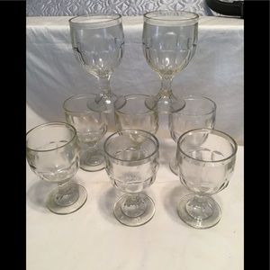 Vtg. Indiana  glass clear goblets set of 8